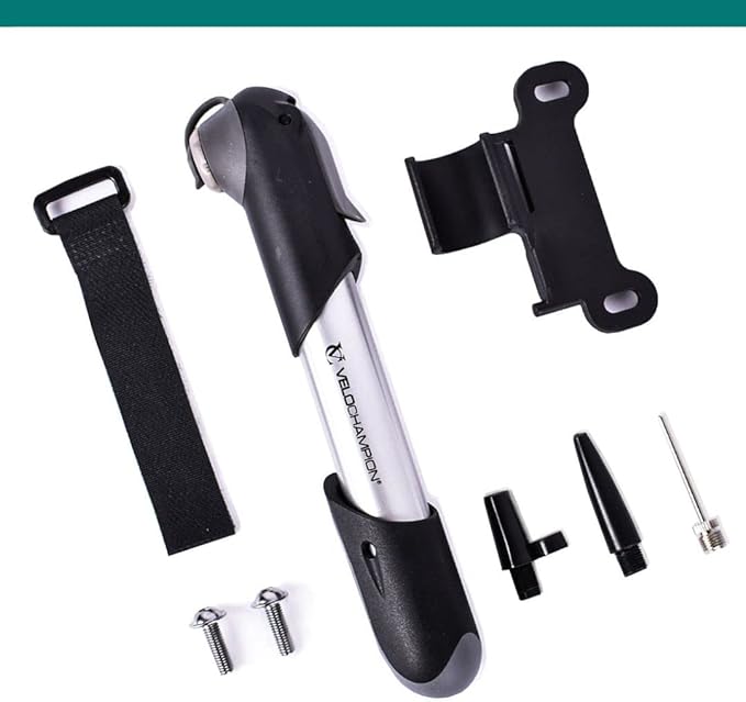 VeloChampion Mini Pompa per Bici in lega adatta a Presta, Schrader e Dunlop - Portatile, Compatta, Resistente e Veloce e Facile da Usare